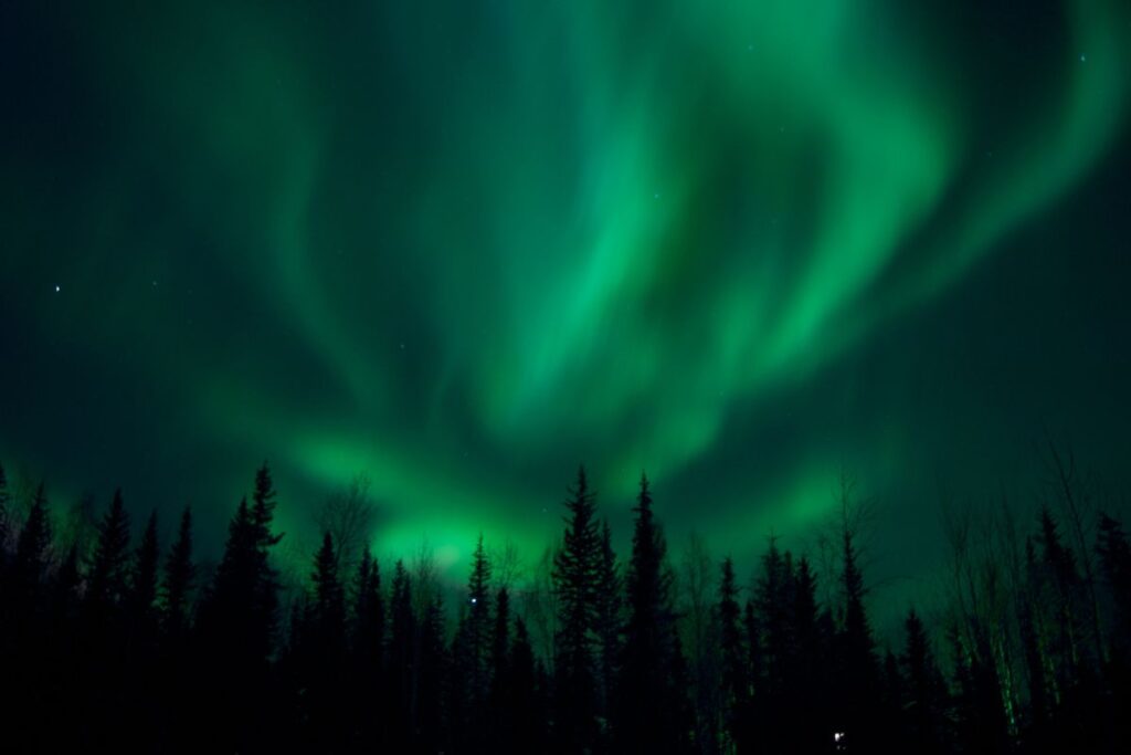 Night sky covered by the Northern Lights 