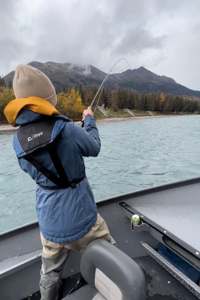 Woman fly fishing on the Kenai River 