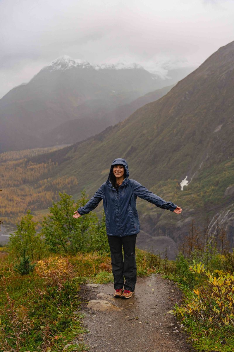 Hiker on the Harding Icefield Trail in Kenai Fjords National Park